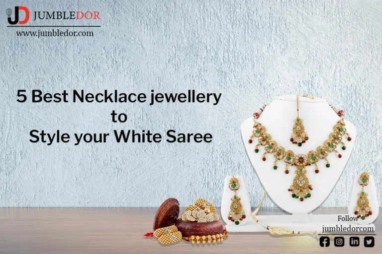 necklace jewellery for white saree